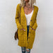 Color-Yellow-Knitwear Autumn Winter Long Cable-Knit Sweater Women Button Cardigan-Fancey Boutique
