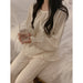 Color-Apricot-Homewear Suit Pure Cotton Double Layer Gauze Pajamas Long Sleeve Long Sleeve Two Piece Set Lace Collar Pajamas-Fancey Boutique