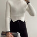 Color-Long Sleeve Turtleneck Skinny Knit Bottoming Shirt Top Women Autumn Winter Short Contrast Color Slim Fit Slimming Sweater-Fancey Boutique