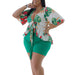 Color-Plus Size Summer Casual Printing Half Sleeve Casual Two-Piece Suit Women-Fancey Boutique
