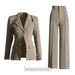 Color-Khaki-Autumn Slimming Waist Waistcoat Jacket High Waist Straight Leg Pants Vest Three Piece-Fancey Boutique