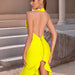 Color-Summer Sexy Backless Sleeveless Ruffled Flared Bandage One Piece Dress Socialite Birthday Party Yellow Dress-Fancey Boutique