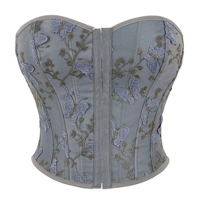 Color-Gray-Printed Butterfly Pattern Women Tube Top Chest Support Sexy Top-Fancey Boutique