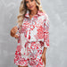 Color-Women Clothing Printed 3/4 Sleeves Shorts Casual Suit-Fancey Boutique