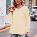 Color-Apricot-Autumn Women Clothing Solid Color Double Line Jacquard T shirt Long Sleeve Top-Fancey Boutique