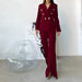 Color-Red-Women Clothing Spring Autumn Long Sleeve Suit Business Work Pant Two-Piece Set-Fancey Boutique