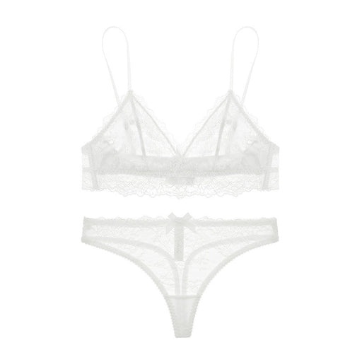 Color-White-Varsbaby Girl Underwear Women Sexy Lace French Wireless Bra Girl Bra T Back Suit-Fancey Boutique