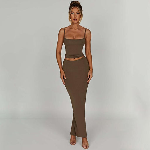 Color-Summer Elegant Elegant Slim Fit Maxi Dress Sling Skirt Casual Suit for Women-Fancey Boutique