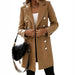 Color-Khaki-Autumn Winter Long Sleeve Blazer Collar Double Breasted Woolen Coat Coat for Women-Fancey Boutique
