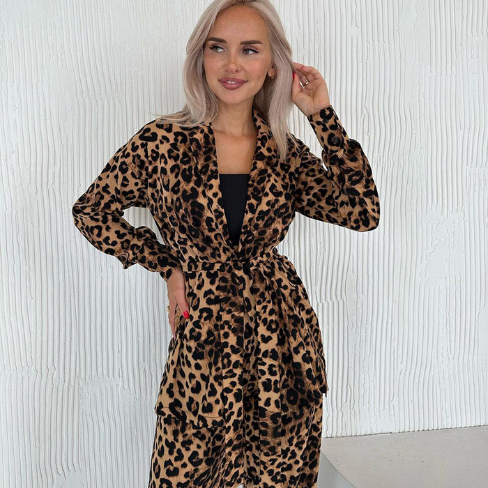 Color-Autumn Leopard Print Loose Comfortable Long Sleeve Trousers Pajamas Two Piece Set Ladies Homewear-Fancey Boutique