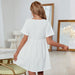 Color-Summer V-neck Solid Color A- line Dress Batwing Sleeve Casual Babydoll Dress-Fancey Boutique