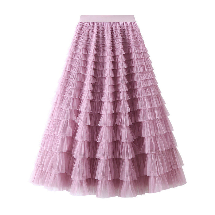 Color-Purple Pink-Skirt Women Clothing Spring Autumn Ladies Figure Flattering Tiered Skirt-Fancey Boutique