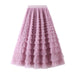 Color-Purple Pink-Mesh Tiered Skirt Women Spring Autumn Dress Fairy White Yarn Skirt Pleated-Fancey Boutique