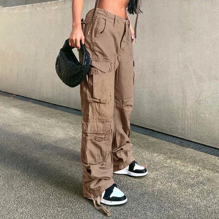 Color-Self Built Station Autumn Winter Women Street Hip Hop Low Waist Tooling Denim Pants Casual Pants-Fancey Boutique