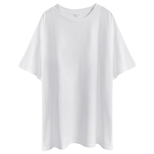 Color-2# White-All Cotton T shirt Women Summer Loose Korean T shirt Brushed Cotton Couple Top-Fancey Boutique