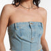 Color-Slim Denim Tube Top Women-Fancey Boutique