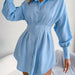 Color-Autumn Winter Casual Lantern Sleeve Waist-Tight Asymmetric Dress Shirt Dress Women Clothing-Fancey Boutique