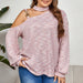 Color-Plus Size Autumn Winter Diagonal Collar Sling Solid Color Knitted Loose Top-Fancey Boutique