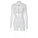 Color-White-Women Clothing Autumn Sexy Hollow Cutout Chest Zipper round Neck Long Sleeve Jumpsuit-Fancey Boutique