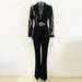 Color-Goods Star Socialite Colorful Crystals Rhinestone Series Belt Suit Bell Bottom Pants Suit Two Pieces-Fancey Boutique