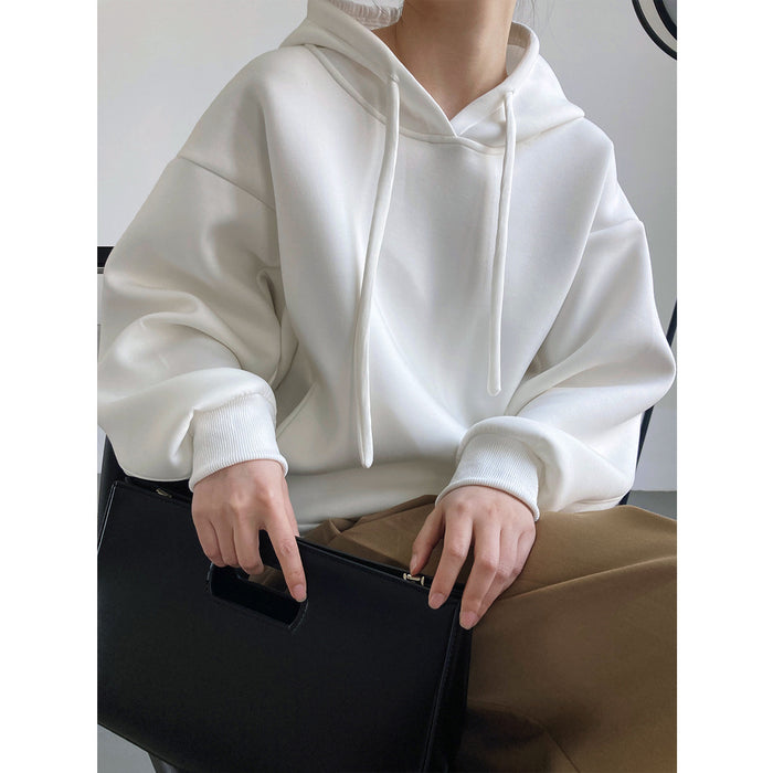 Color-Spring Loose Profile Memory Cotton Sweater Women Korean Sense of Design Air Cotton Hooded Top-Fancey Boutique