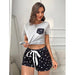 Color-Pajamas Women Summer Short Sleeve Heart Shape Printed Thin Simple Casual Homewear Two Piece Set-Fancey Boutique