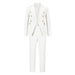 Color-White-Autumn Winter Office Long Sleeve Small Work Pant Suit Casual Professional Women-Fancey Boutique