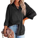 Color-Black-Women Shirt Autumn Comfort Satin Gravel Pattern Long Sleeve Loose Women Top-Fancey Boutique