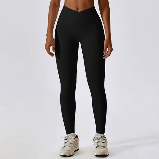 Color-Advanced Black-Cross High Waist Tight Yoga Pants Thread Hip Lifting Sports Pants Outer Wear Running Quick Drying Fitness Pants-Fancey Boutique