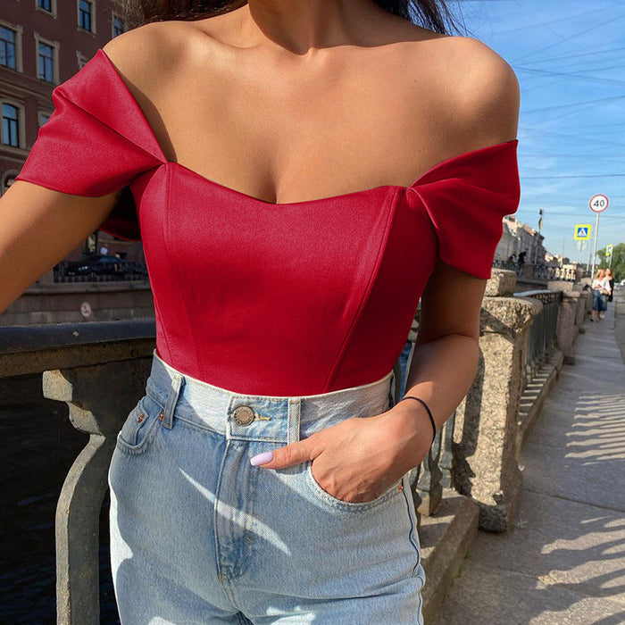 Color-Burgundy-Waist Tube Top Women Clothing Satin off-Shoulder Top for Women Boning Corset Boning Corset Corset-Fancey Boutique