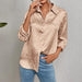Color-Gold-Women Clothing Spring Autumn Long Sleeve Collared Elegant Satin Jacquard Leopard Print Shirt-Fancey Boutique