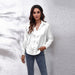 Color-White-Satin Shirt Women Satin Artificial Silk Long Sleeve Shirt-Fancey Boutique
