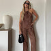 Color-Summer Women Clothing Casual Laid-Back Slimming Pleated Suspender Vest Loose Wide Leg Pants Suit-Fancey Boutique