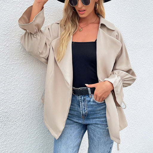 Color-Coat Trench Coat Casual Top Autumn Winter Solid Color-Fancey Boutique