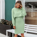Color-Knitted Two-Piece Classic High Waist Pullover Knitwear Half-Length Office Solid Color Dress-Fancey Boutique