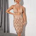 Color-Autumn Winter Halterneck Christmas Sexy V neck Sequined Tassel Hollow Out Cutout Backless Dress-Fancey Boutique