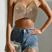 Color-Summer Inner Wear Slim Backless Fishnet Rhinestone Tassel Suspender Vest-Fancey Boutique