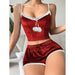 Color-Christmas Sexy Sexy Lingerie Set Velvet Spaghetti Straps Shorts Passion Temptation Uniform-Fancey Boutique