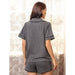 Color-Home Wear Women Summer Short Sleeve Cardigan Pajamas Suit-Fancey Boutique