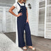 Color-Summer Pants Blue Straight-Leg Trousers Suspender Pants for Women-Fancey Boutique