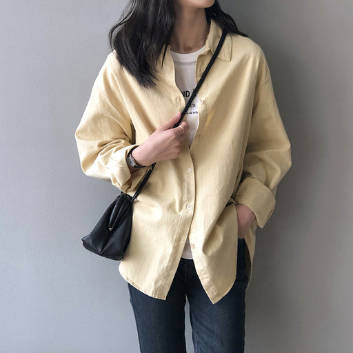 Color-Simple Graceful Shirt Women Spring Loose Casual Shirt-Fancey Boutique