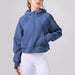 Color-Navy Blue-Autumn Winter Yoga Wear Hooded Sweater Thick Loose Casual Full Zipper Sports Jacket Women Workout Clothes-Fancey Boutique