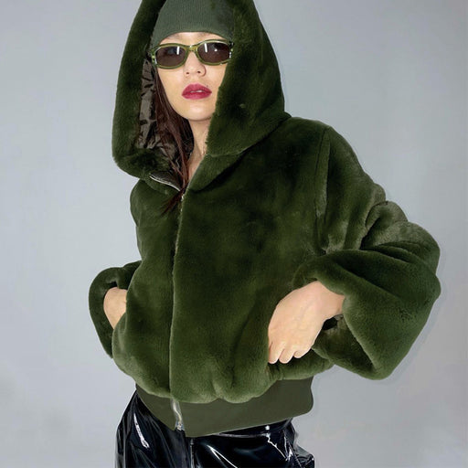 Color-Green-Women Clothing Winter Casual Slim Fit Zipper Hooded Long Sleeve Coat-Fancey Boutique