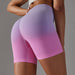 Color-Light Purple Pink-Seamless Abdominal Pants High Elastic Gradient Color Peach Hip Tight Sports Yoga Pants High Waist Workout Shorts-Fancey Boutique