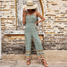 Color-Cross-Border Summer Casual Trousers Spaghetti-Strap Floral Print Sleeveless Jumpsuit-Fancey Boutique