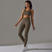 Color-Vest Trousers Suit-Deep Coffee-Yoga Wear Suit Seamless Breathable Vest Sports Underwear High Waist Hip Lift Fitness Pants Suit-Fancey Boutique