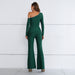 Color-Autumn Winter Women Clothing High End Long Sleeve Diamond Two Piece Set Bell Bottom Pants-Fancey Boutique