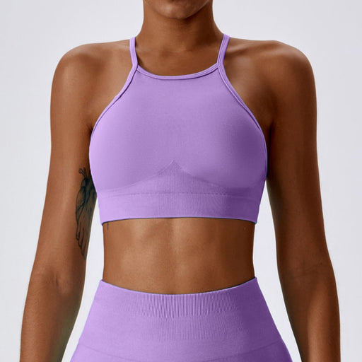 Color-Purple-Autumn Seamless Beauty Back Yoga Bra Running Exercise Vest High Strength Quick Drying Fitness Yoga Wear-Fancey Boutique