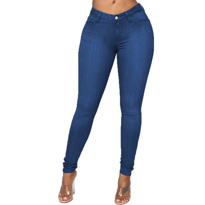 Color-Spring Women Wear High Waist High Elasticity Slim Fitting Ankle Tied Pen Holder Women Jeans-Fancey Boutique