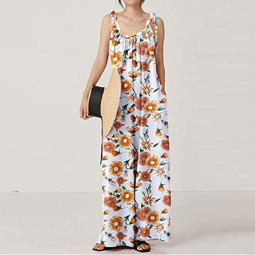 Color-Summer Women Clothing Printed Sling Loose Casual Jumpsuit-Fancey Boutique